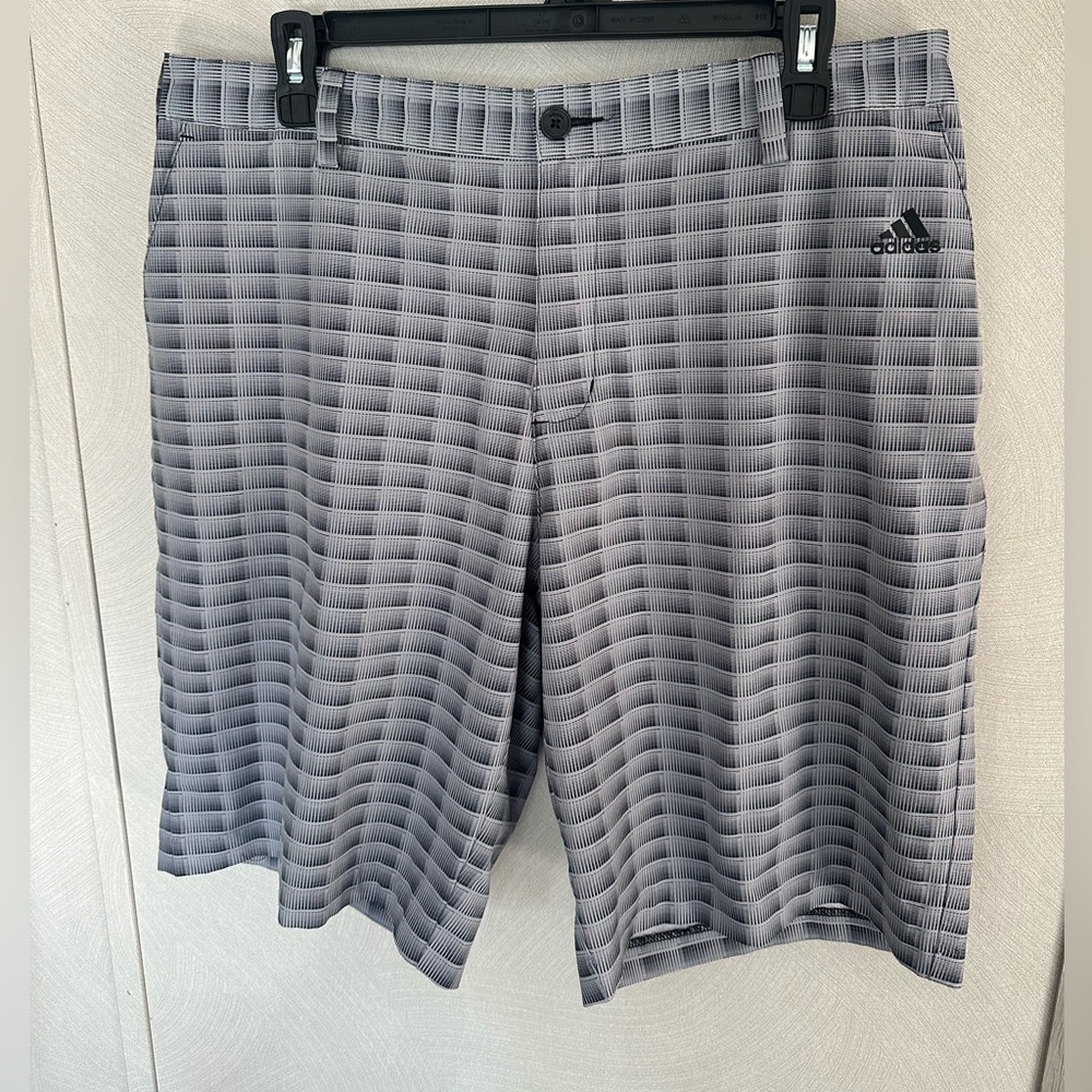 Adidas Black and Grey Checkered Golf Shorts